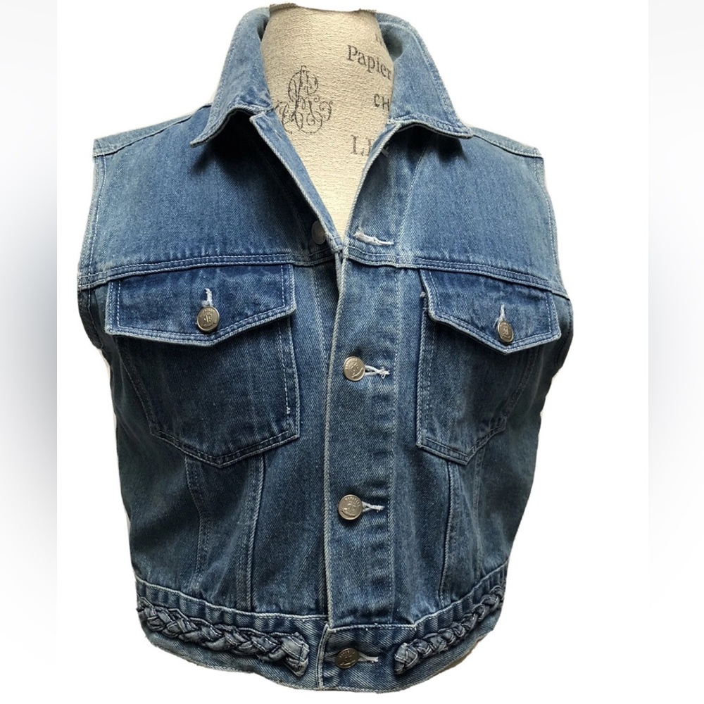 VINTAGE Y2K MOTO  1980's Rafaella DENIUM SLEEVELESS VEST JACKET  Pockets EUC LRG